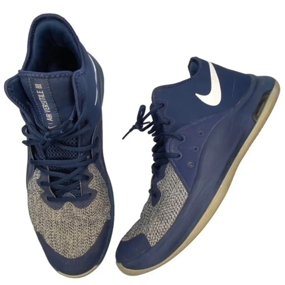 Nike Air Versitile III Shoes Navy Blue and Gray Athletic Basketball Size 12‎